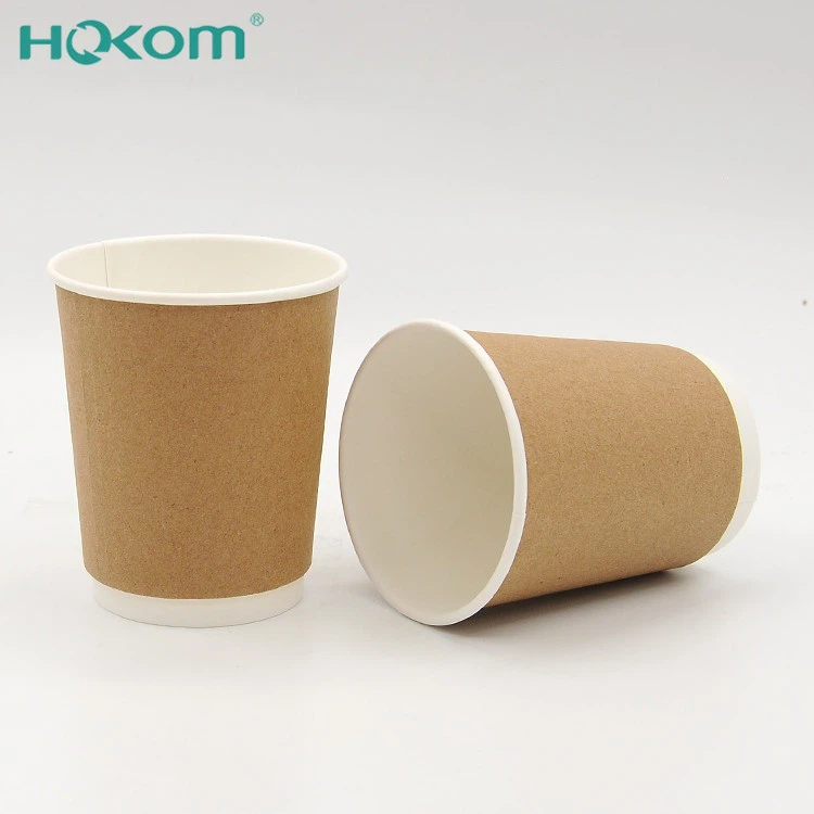 Hokom Paper Factory Disposable Hot Or Cold Drinks 8OZ Double Wall Kraft Paper Coffee Cups